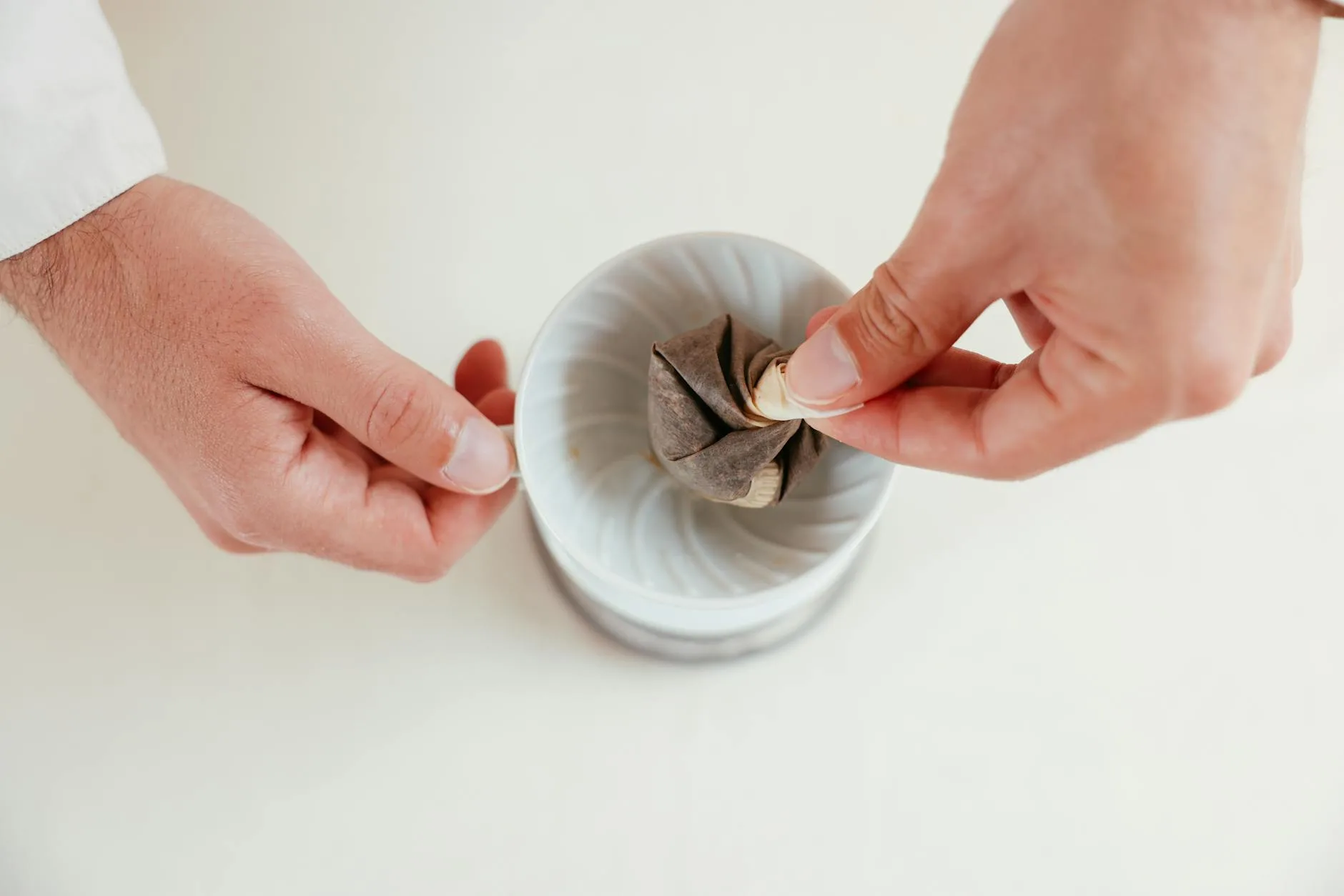 Hario V60 pour-over coffee dripper with filter during brewing