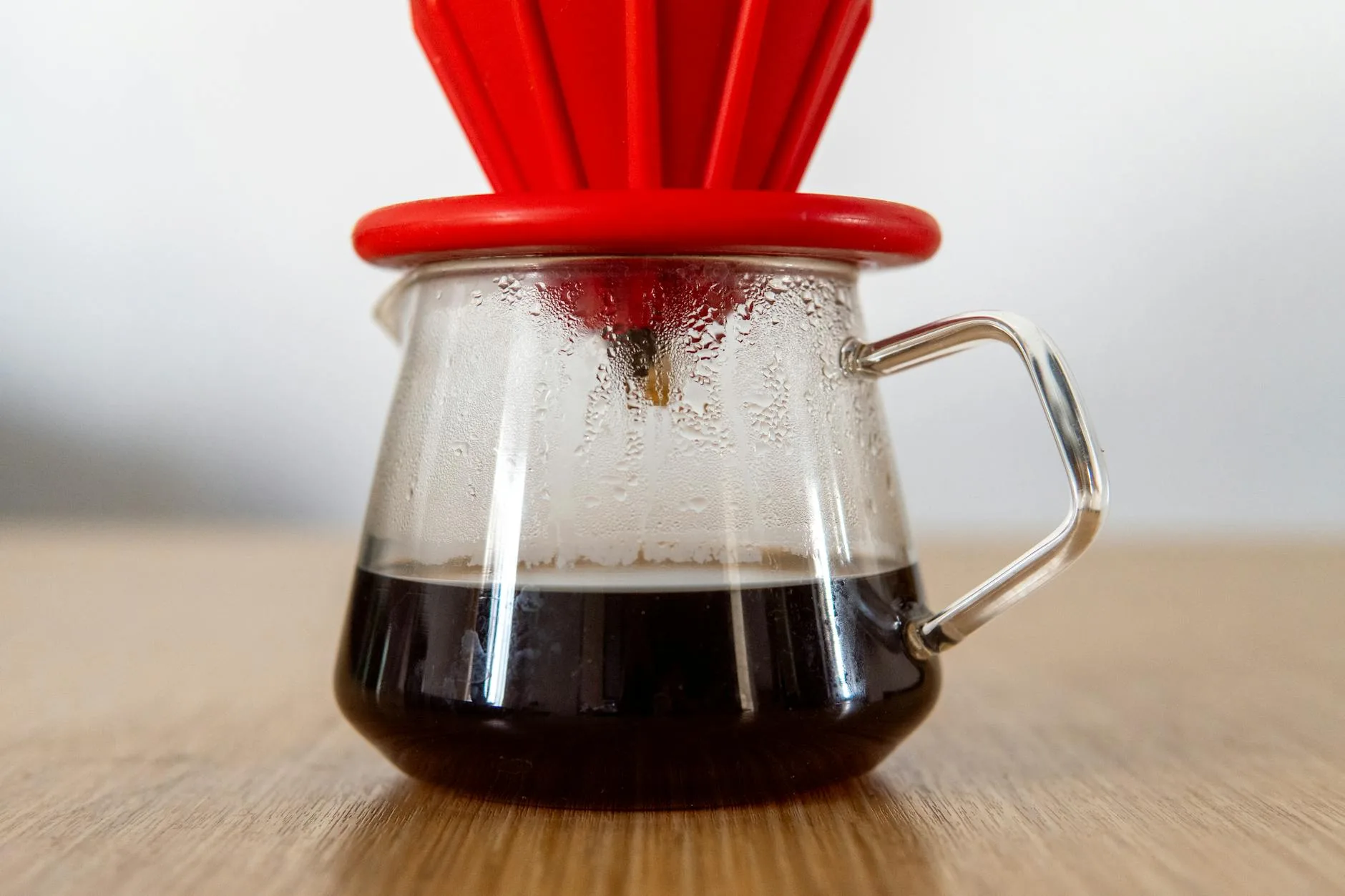 Pour over filter coffee being brewed with a V60 dripper