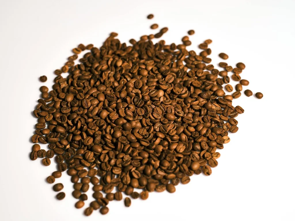 Pile of freshly roasted coffee beans