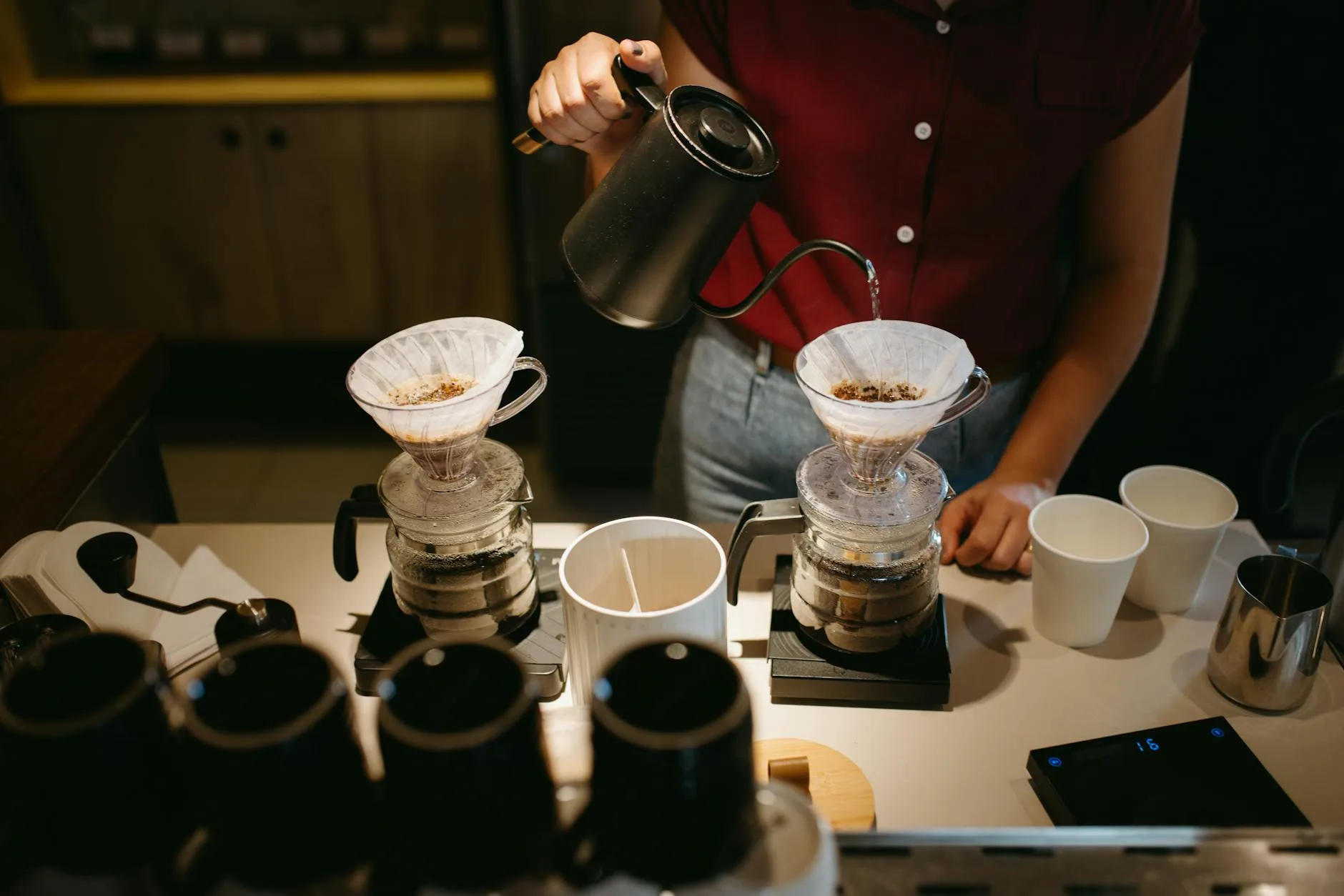 Pour-over coffee brewing with a V60 dripper
