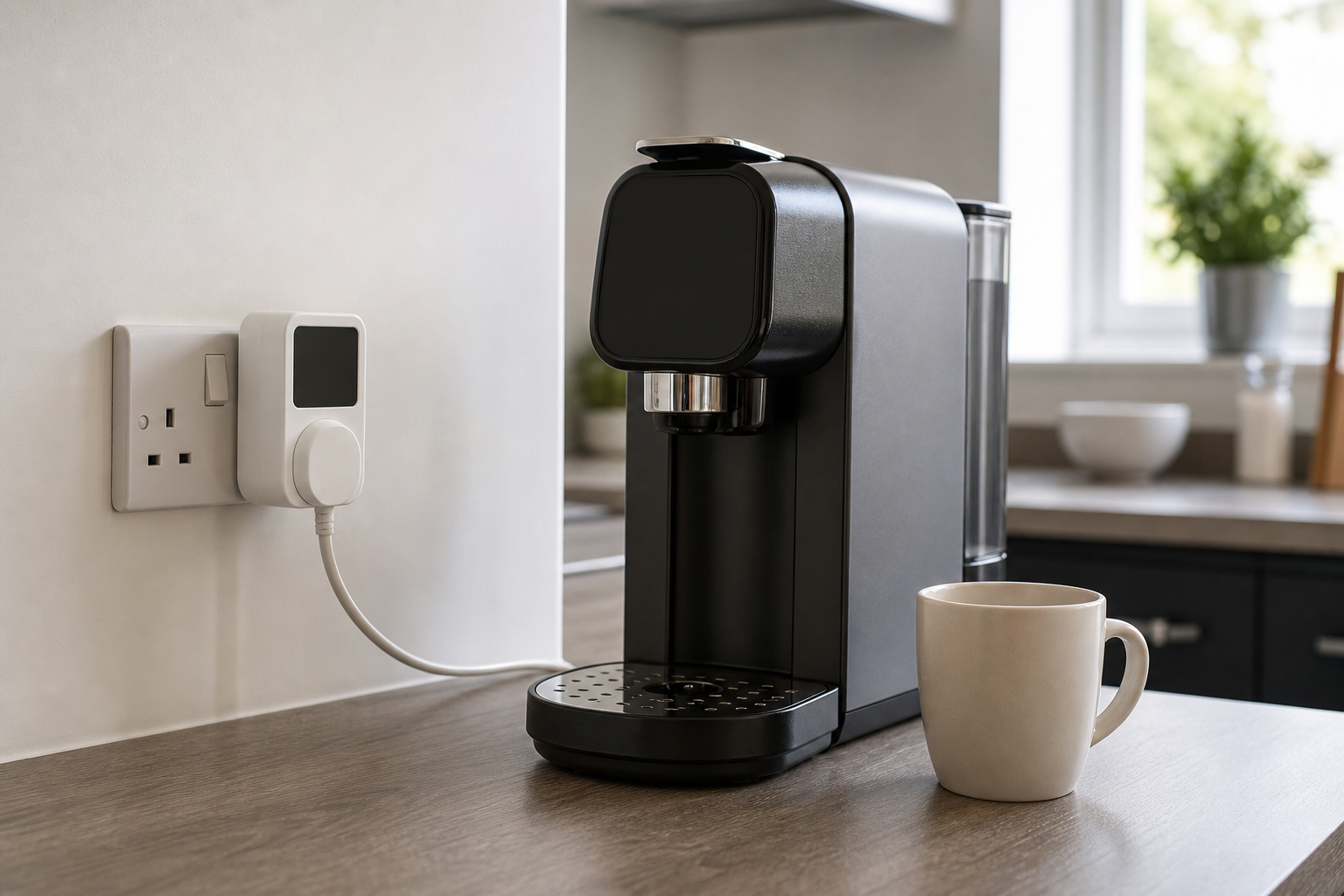 Coffee machine plugged into a home energy meter