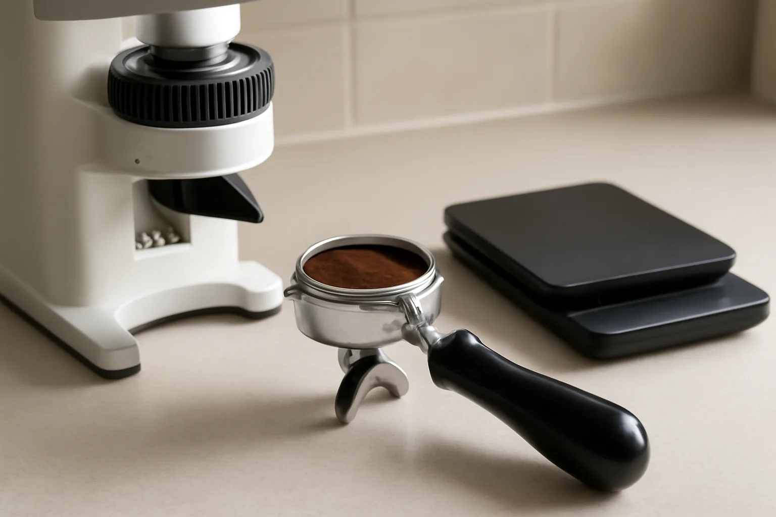 Espresso grinder adjustment for dialling in fresh coffee