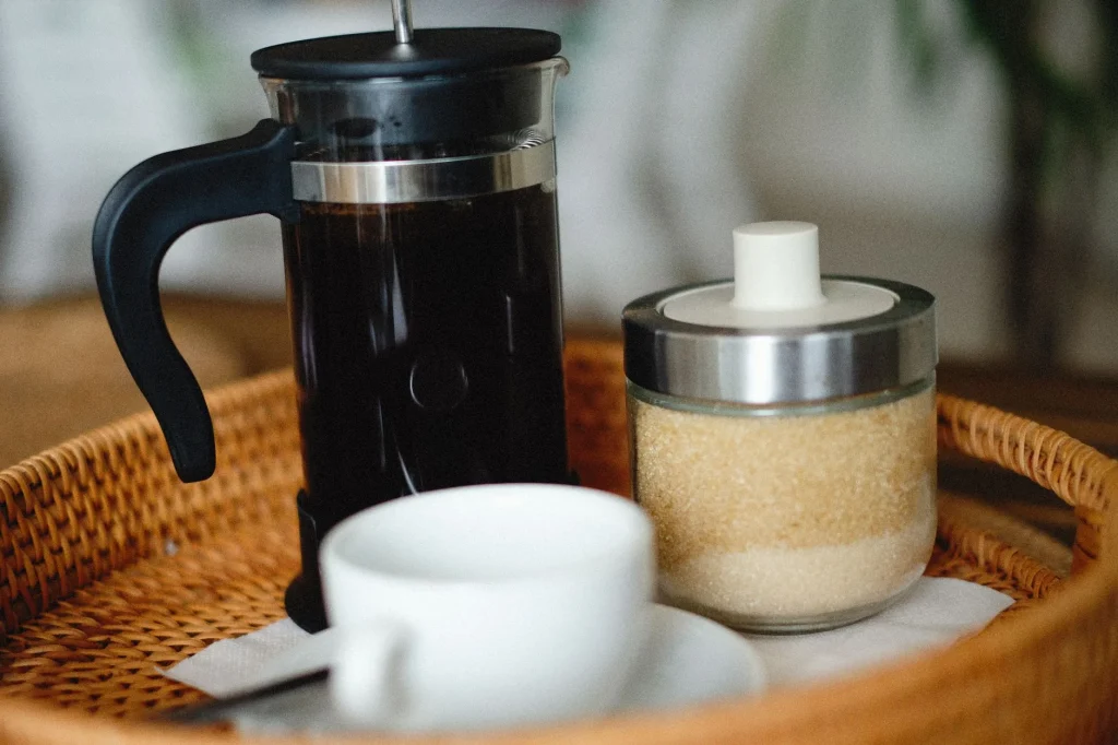 Cafetiere on kitchen counter ready for cleaning