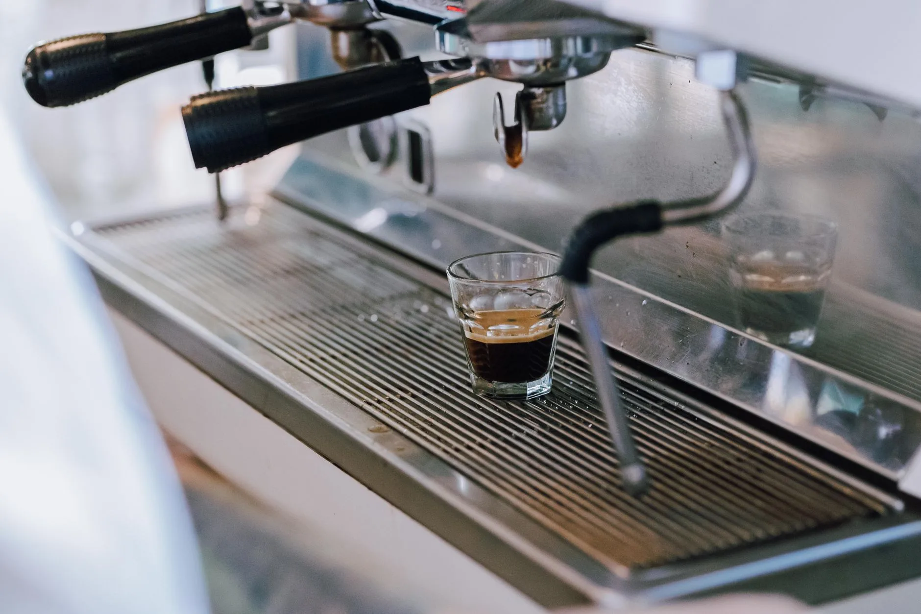 Espresso machine cleanup with portafilter and drip tray